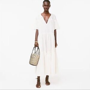 J. Crew Tiered cotton voile beach dress AY406 White S cover-up